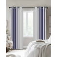 thumbnail image 3 of Navy Blue Striped Blackout Curtains 84 Inches Long for Bedroom,Modern White Striped Abstract Art Aesthetics Thermal Insulated Room Darkening Black Out Curtain Panels Grommet Drapes for Living Room, 3 of 8