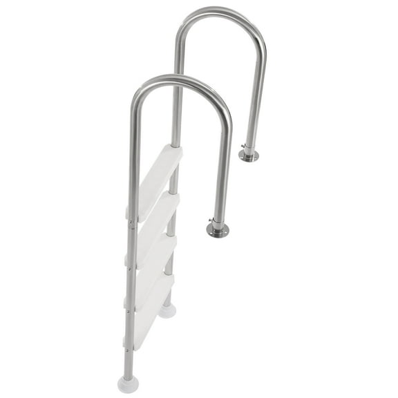 KFFKFF Pool Access Ladder, Dual Handrails 4-Step Design with Anti-slip Robust Steps, Stainless Steel Structure Supporting up to 265 lbs, Suitable for 54 In Inground Pools with Attached Deck Board