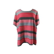 Calvin Klein Plus Size Red Multi Striped Top 0X