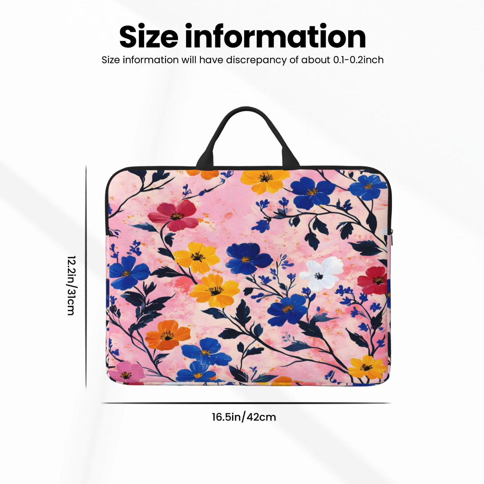 Laptop Sleeve Bag For Women Men 14inch Waterproof Durable Protective Computer Carrying Cover Handle Laptop Case Bag Flowers (3)