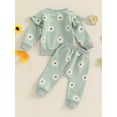 thumbnail image 4 of Suealasg Infant Baby Girls 2Pcs Fall Clothes 1T 2T 3T Toddler Girls Casual Autumn Outfits Long Sleeve Daisy Print Sweatshirt Elastic Waist Sweatpants, 4 of 7