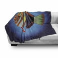 thumbnail image 3 of Marine Soft Flannel Fleece Throw Blanket, Tropical Exotic Ocean Sea Fish with Colorful Fins and Underwater Nautical Image, Cozy Plush for Indoor and Outdoor Use, 70" x 90", Multicolor, by Ambesonne, 3 of 6