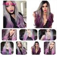 thumbnail image 3 of Peluca Larga Y Rizada Para Mujer Peluca Negra Gris Púrpura Degradada Peluca Larga Rizada Para Mujer Peluca Negra Gris Púrpura Degradada Peluca Ombre Peluca Delantera De Encaje ANGGREK Black Gray Purple Gradient Wig, 3 of 8