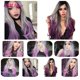 thumbnail image 2 of Peluca larga y rizada para mujer, peluca con gradiente negro, gris y morado, peluca con malla frontal, peluca con gancho ondulado mate, 2 of 8