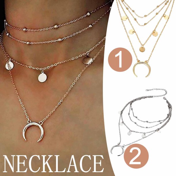 Collar de Clavícula onlyliua y Colgante de Pieza Redonda Cuentas Redondas Múltiples Capas