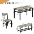 thumbnail image 5 of AWQM 4 Pieces Kitchen Table Set, Industrial Dining Table with 2 Chairs and Bench, Storage Racks, Space-Saving Table Set for Small Space, Apartment, Living-Room, Restaurant, Grey, 5 of 6