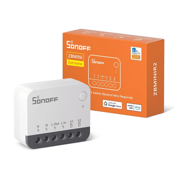 SONOFF ZBMINIR2 Smart Zigbee Smart Switch Module, Detach Relay Mode, Neutral Wire Required Works with Zigbee Hubs, Amazon Alexa, Google Home, eWeLink APP