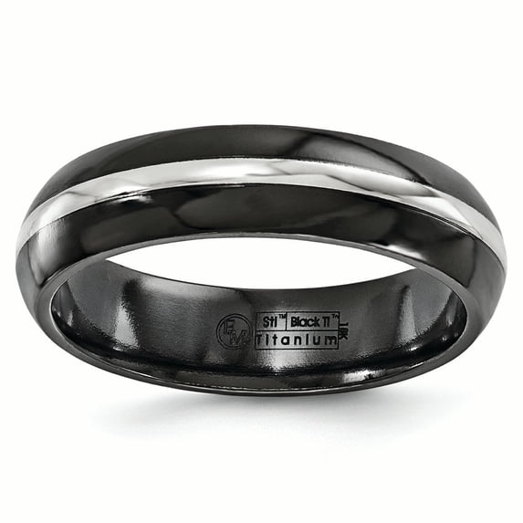 Edward Mirell Black Titanium and 14K Domed 6mm Band
