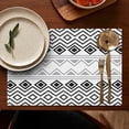 thumbnail image 5 of Boho Black and White Geometric Ethnic Pattern Summer Placemats Table Placemats Set Of 4-Linen Kitchen Washable Placemats Table Mats 11.8"x17.7" Non-Slip Heat Resistant, 5 of 6