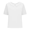 thumbnail image 4 of Ruyang Teen Girls Cotton Linen Short Sleeve Lapel Solid Baggy T Shirts Summer Lightweight Breathable Workout Tee Tops, 4 of 9