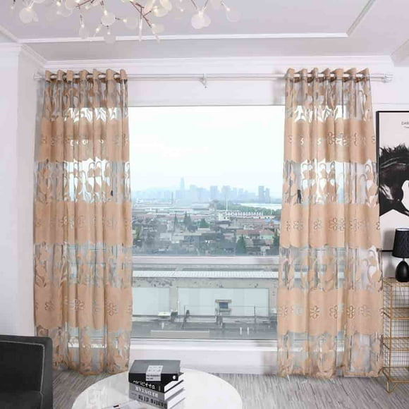 Leaves Curtain Tulle Window Treatment Voile Drape Valance 2 Panel Fabric HU2497