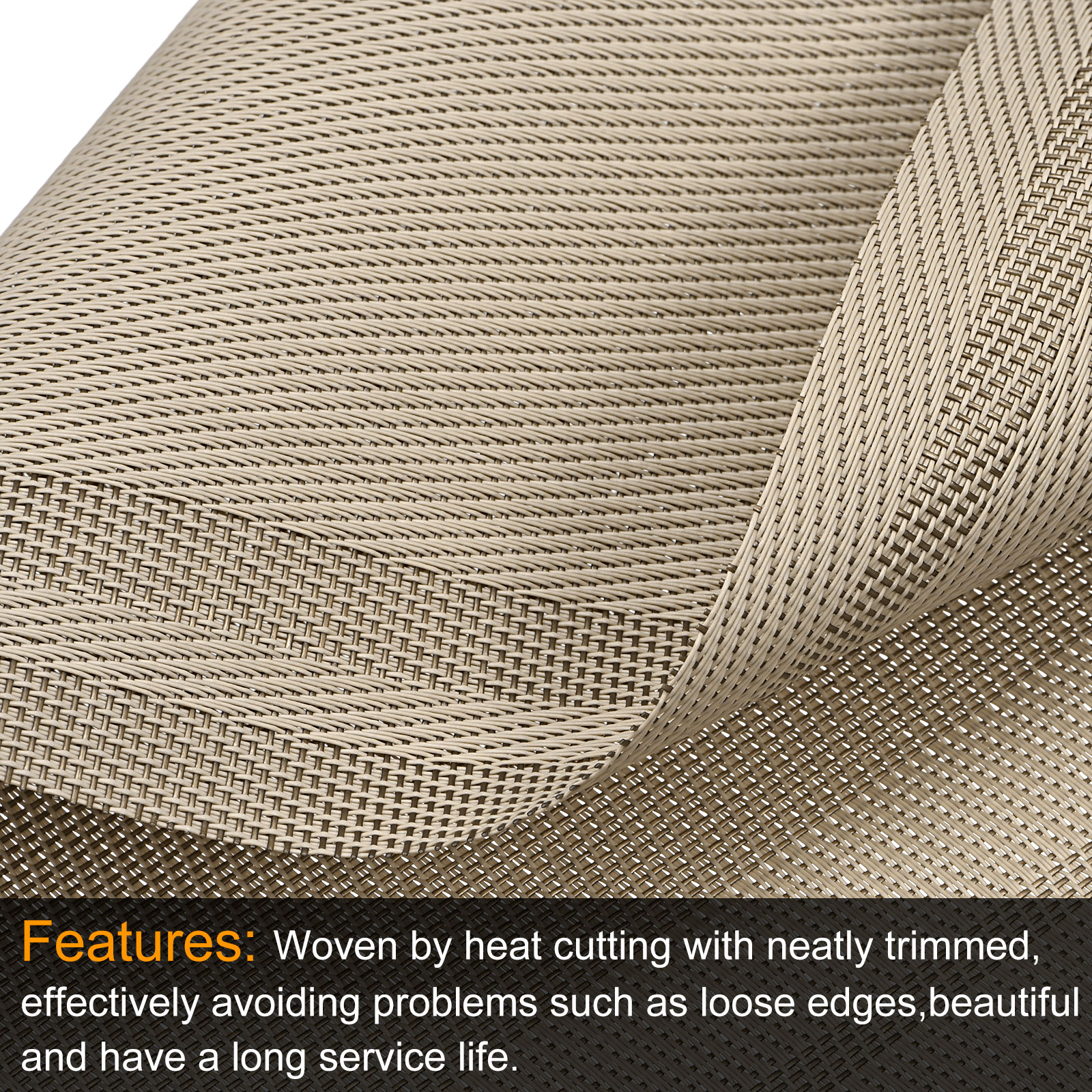 Unique Bargains Durable Square PVC Washable Woven Table Mats for Restaurant Use Khaki