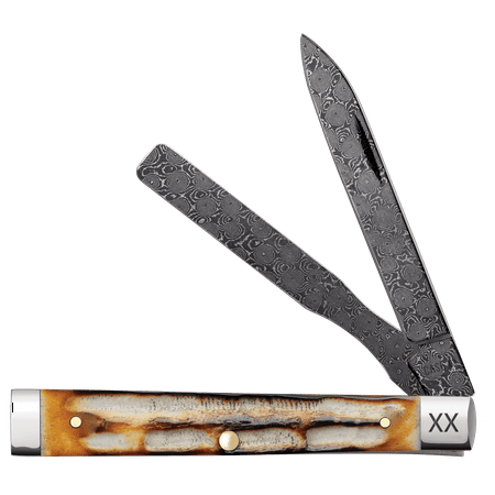 Case XX Knives Baby Doc Burnt Natural Bone Damascus Pocket Knife