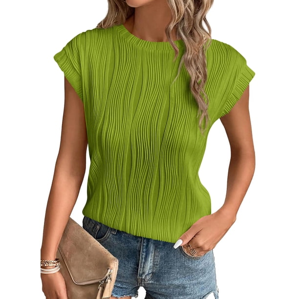Remera PRETTYGARDEN Primavera Verano 2025 Manga Corta Verde Talle S
