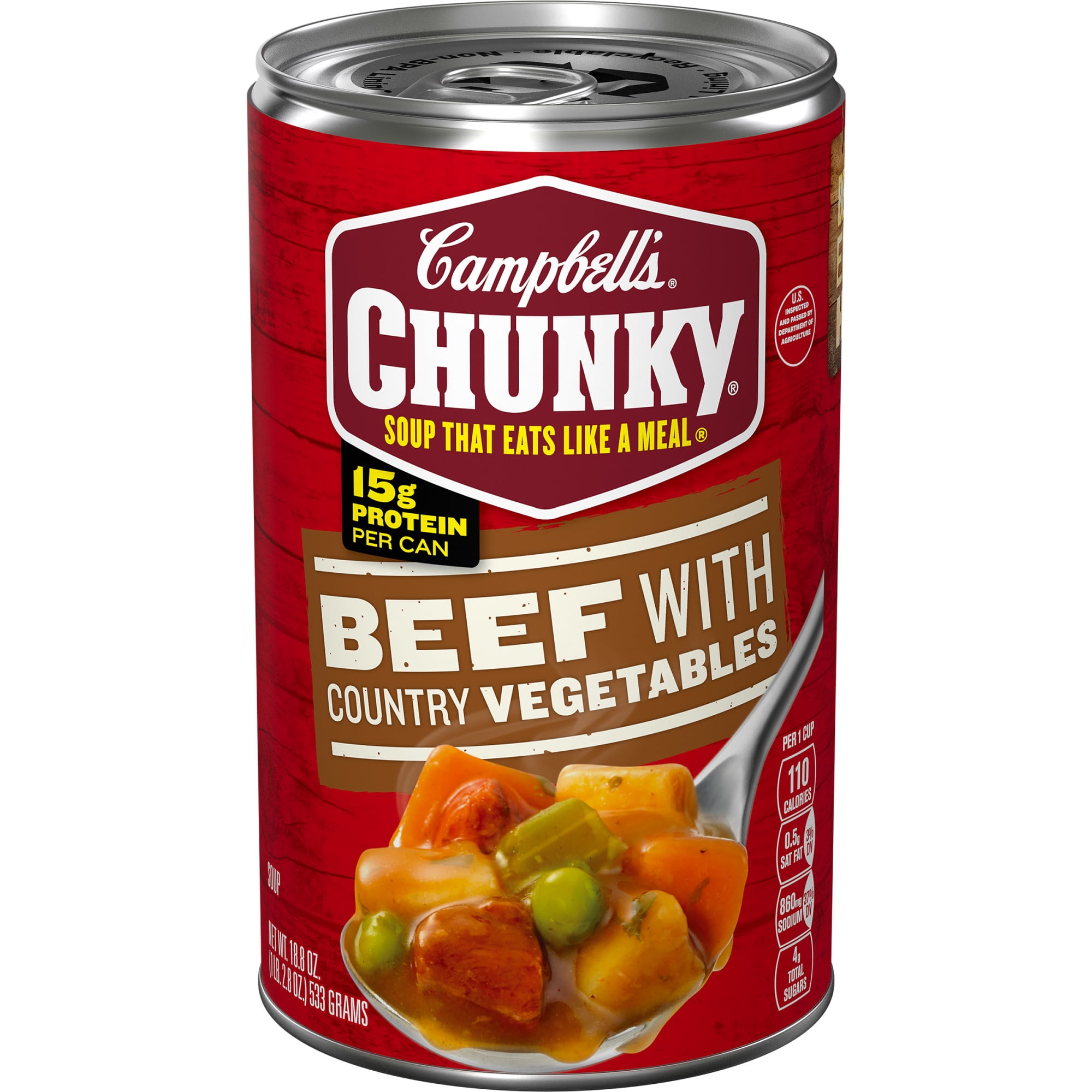 Campbell’s Chunky Soup, Ready to Serve Beef Soup with Country Vegetables, 18.8 Oz Can