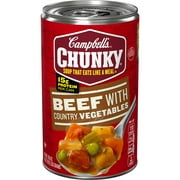 Campbells Chunky Soup, Ready to Serve Beef Soup with Country Vegetables, 18.8 oz Can
