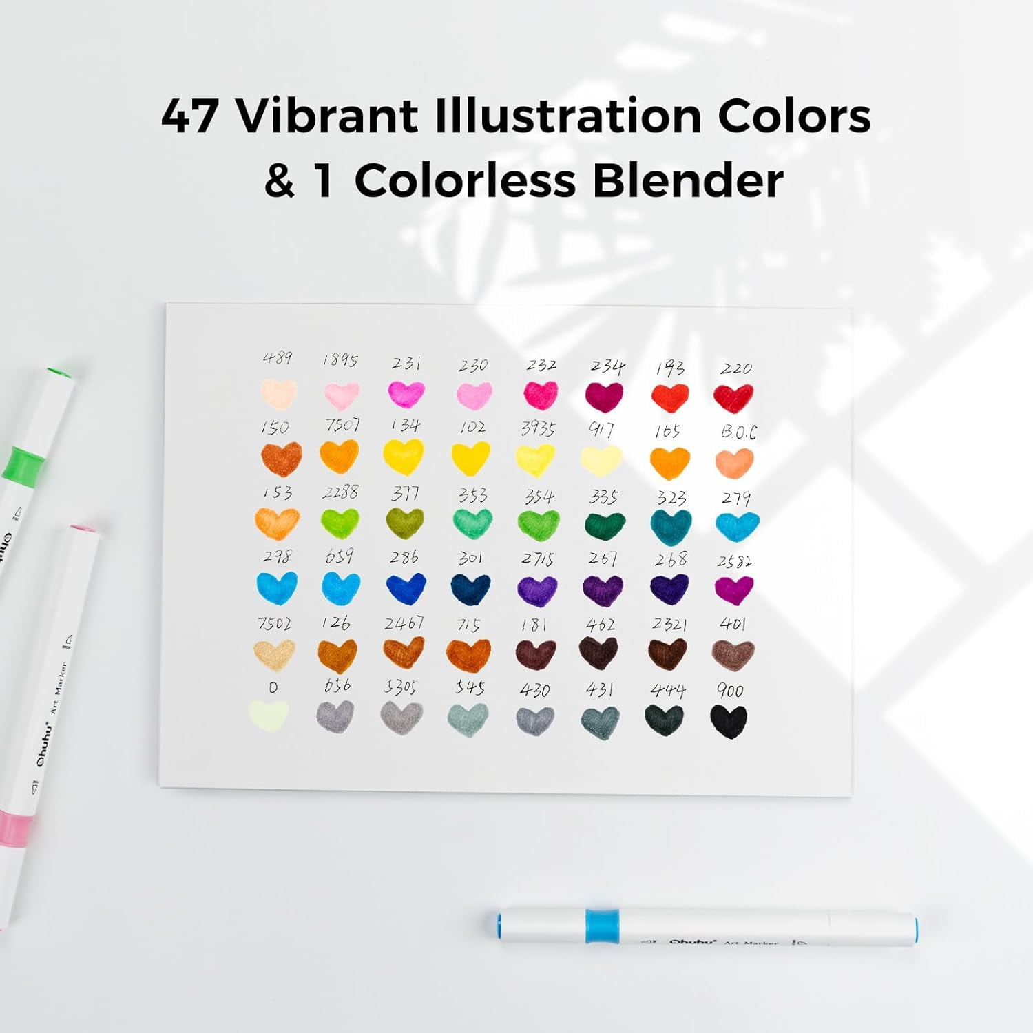 Ohuhu 48-color Double Tipped Chisel & Fine Alcohol-Based Art Marker Set for Adults Coloring Illustration