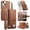 Brown, variant on For iPhone 12/iPhone 12 Pro Leather Phone Case Wallet Heart-shaped Zipper Pocket Pouch Folio Flip Cover Kickstand, Multi Anti-theft Multi-Card Holder Cash Slot, Double Magnetic Buckle, Wrist Lanyard