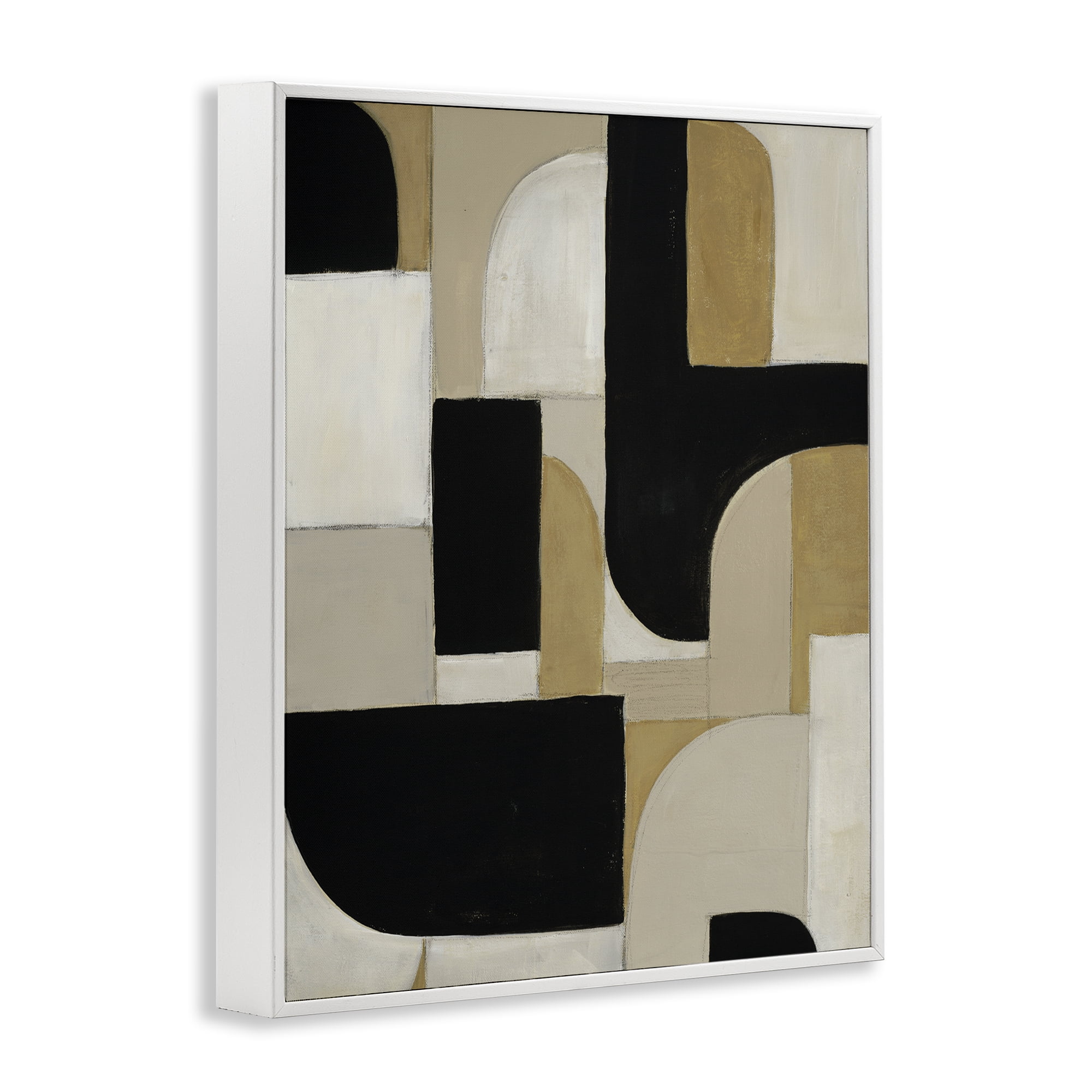 Stupell Industries Black & Neutral Shapes White Framed Giclee Art, design by Kippi Leonard