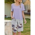 thumbnail image 4 of Loritta Lounge Sets for Women Summer Round Neck Short Pajama Bow Shorts with Printing Casual 2 Piece Womens Pjs Sets,S-2XL, 4 of 5