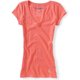 thumbnail image 1 of Aeropostale - Camiseta gráfica con cuello en V para mujer Bulldog, naranja, extra pequeña, 1 of 1
