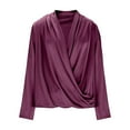 thumbnail image 6 of Ltctricy Blouses for Women Dressy Casual Long Sleeve Crossover Deep V Neck Ruched Business Work Tops Loose Party Shirts(Purple,XX-Large), 6 of 6