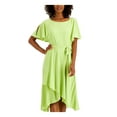thumbnail image 3 of ANNE KLEIN Womens Green Tie Zippered Lined Slit Cuffs Flutter Sleeve Boat Neck Midi A-Line Dress 12, 3 of 4