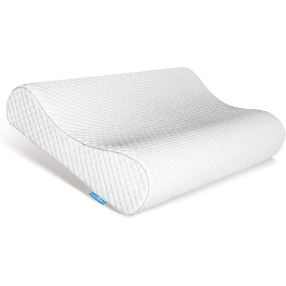 Ergonomic Memory Foam Pillow with Washable Zippered Soft Cover Contour Cervical pillows for Neck Pain and Side Sleeper Back Support Orthopedic Pillow, White