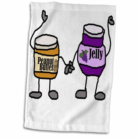 3dRose Funny Cute Peanut Butter and Jelly Cartoon Characters - Towel  15 by 22-inch