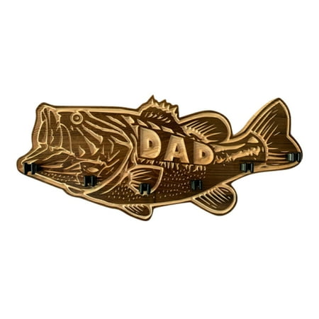 Valentine s Day Clearance! Wooden Fishing Rod Bass Can Hold Wall-Mounted Fish Largemouth Rods Fishing 6 Home Decor Household Pendant (A)