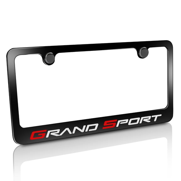 Chevrolet Corvette C6 Grand Sport Engraved Black Powder Finish Metal License Plate Frame