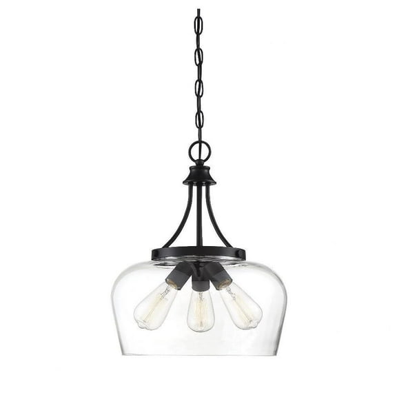 3 Light Pendant-Transitional Style with Contemporary and Bohemian Inspirations-18 inches Tall By 15 inches Wide-Black Finish Bailey Street Home