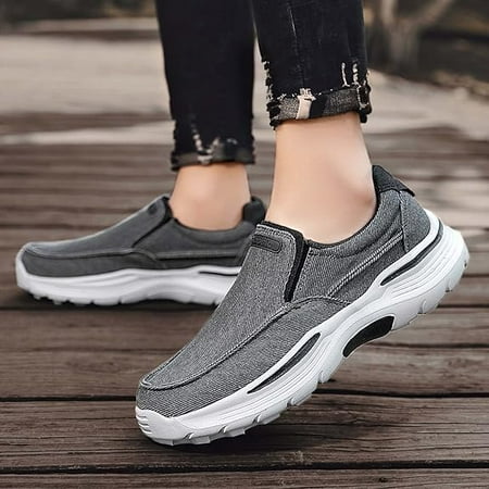 Loafers-for Men-Slip On-Walking Shoes-Sneakers - Comfort Driving Shoes for Male Spring Breathable Wide Mens Canvas Shoes