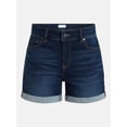 thumbnail image 6 of Time and Tru Women's Mid Rise Roll Cuff Denim Shorts, 4" Inseam, Sizes 0-20, 6 of 6