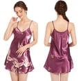thumbnail image 2 of LYMAYTER Women's Satin Nightgowns Adjustable Spaghetti Strap Negligees V Neck Slip Dress Lingerie S-2XL, 2 of 8