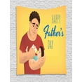 thumbnail image 1 of Father's Day Tapestry, Horizontally Placed Pattern of a Young Man Bottle Feeding His Child, Wall Hanging for Bedroom Living Room Dorm Decor, 40W X 60L Inches, Mustard Multicolor, by Ambesonne, 1 of 2