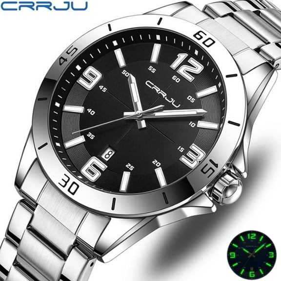 CRRJU Fashion Men Watch Waterproof Male Clock Stainless Steel Square Quartz Men Watch New