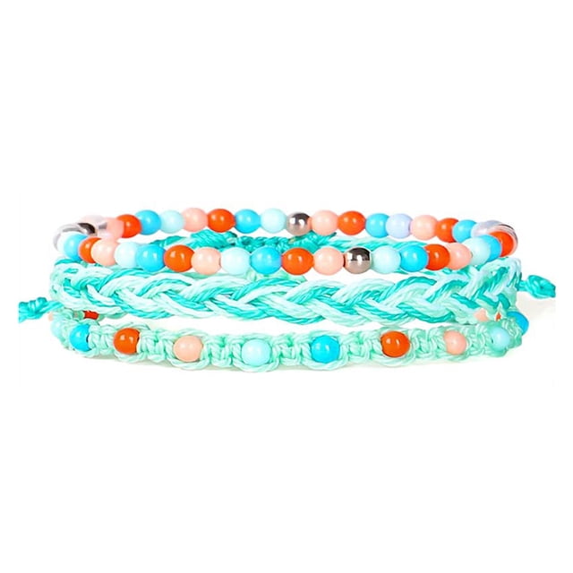 Sonducket 3 piezas trenzada estilo resistente al agua cera muñeca conjunto de joyas longitud dama decoración Popular encanto mano cadena playa Ropa, zapatos y accesorios Miscelánea tipo 6 6 Sonducket AP010274-06