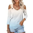 thumbnail image 2 of Harpily Shirts for Women Women's Tops V Neck 3/4 Sleeve Shirts Casual Blouses Cold Shoulder Tops Basic Tees Floral Print Tshirts, 2 of 5