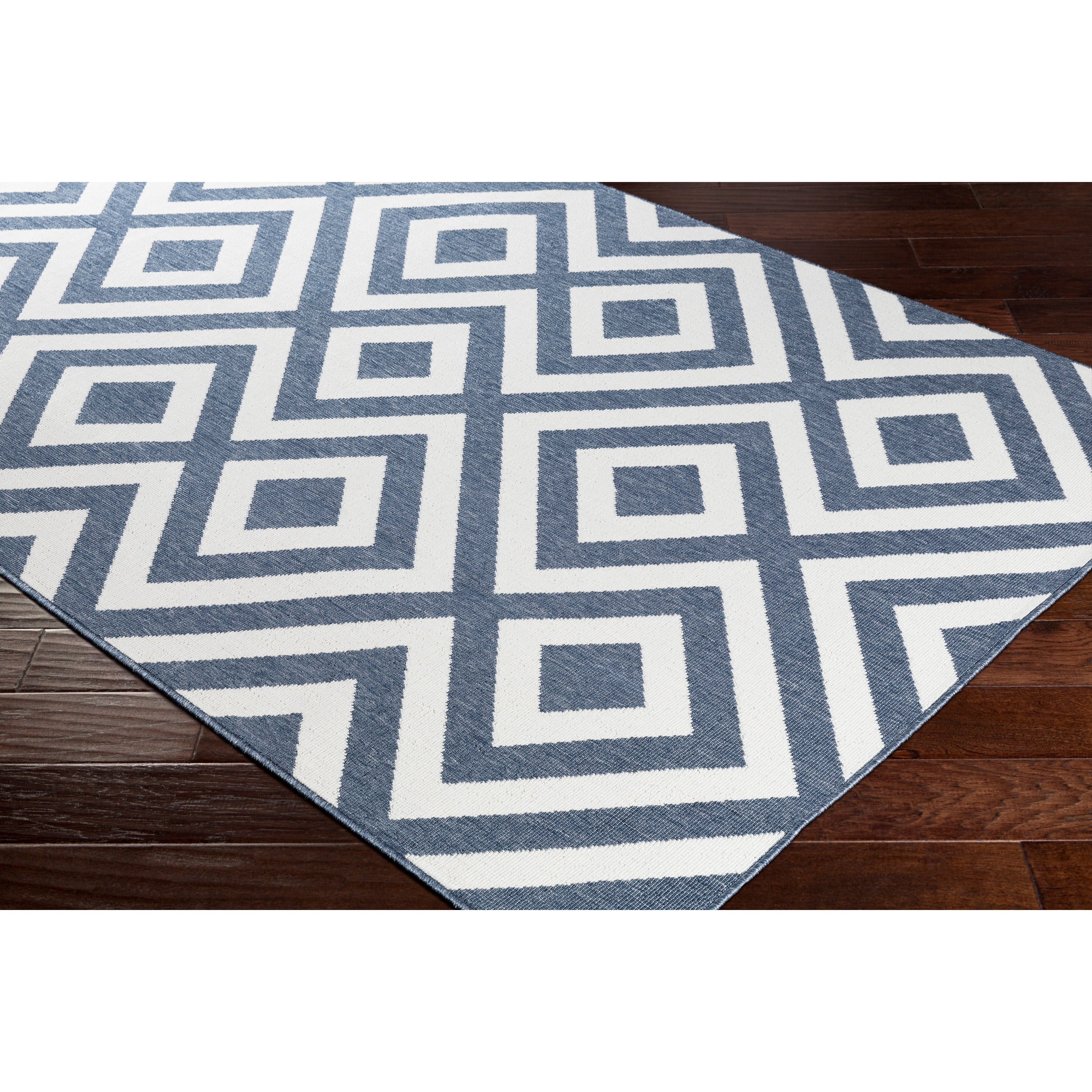 Alfresco Blue 5'3" Round Modern Indoor/Outdoor Round Area Rug