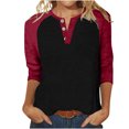 thumbnail image 4 of Ndbuld Womens Tops Tops for Women Women's Round Neck Loose Shirt Top Holiday Gift Finder,Wine,L, 4 of 9