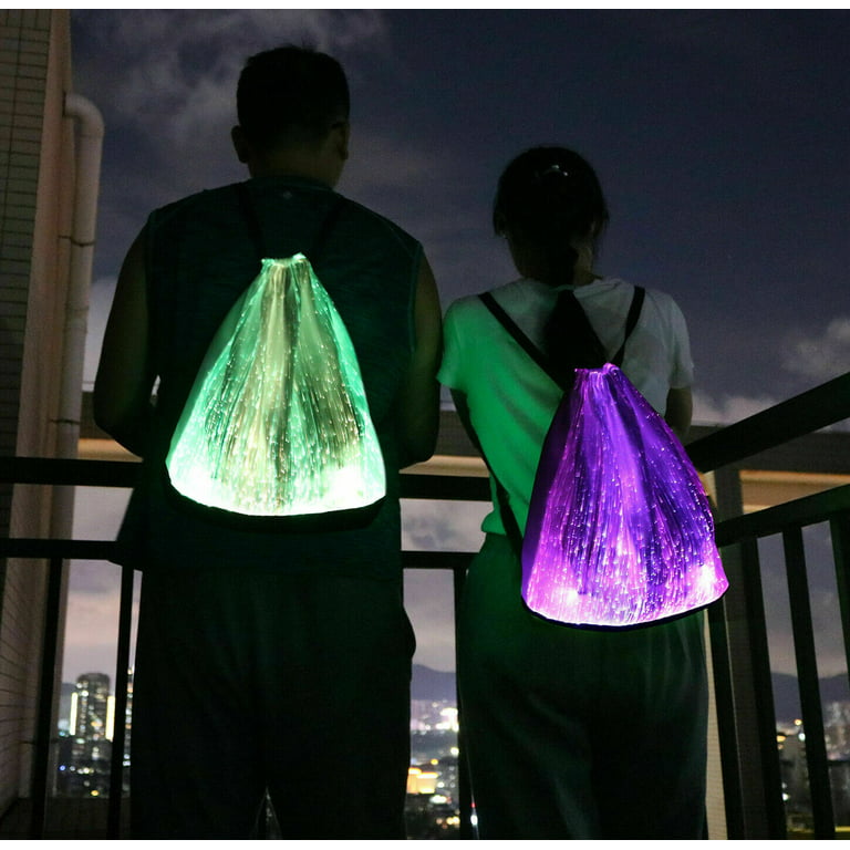 LED Light up Backpack Glowing Bag For Rave Music Festival Party Christmas  Halloween, Unisex Flashing Drawstring Bag