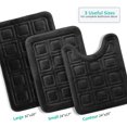 thumbnail image 6 of Ultra Soft Non Slip and Absorbent Bathroom Rug 3 Piece Memory Foam Bath Mat Rug Set, Black Waffle Design, 6 of 6