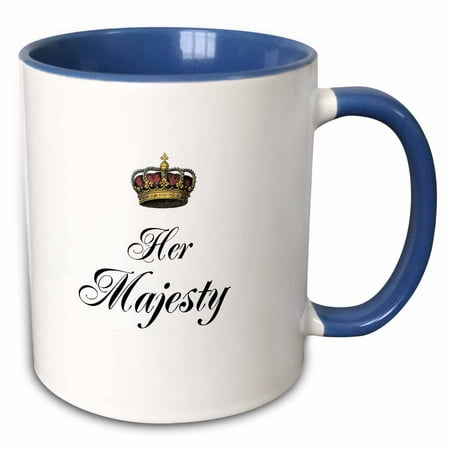 

3dRose Her Majesty - part of a his and hers mr and mrs couple gift set - funny princess queen fun humor - Two Tone Blue Mug 11-ounce