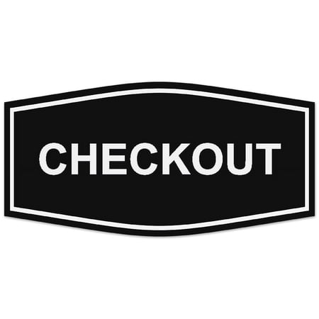 Signs ByLITA Fancy Checkout Sign - Laser-Engraved Lettering | Durable ABS Plastic | Vibrant Colors | Powerful Foam Tape (Black) - Small