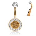 thumbnail image 3 of Belly Button Ring Crystal Paved Round with Sparkling Center 316L Surgical Steel, 3 of 4