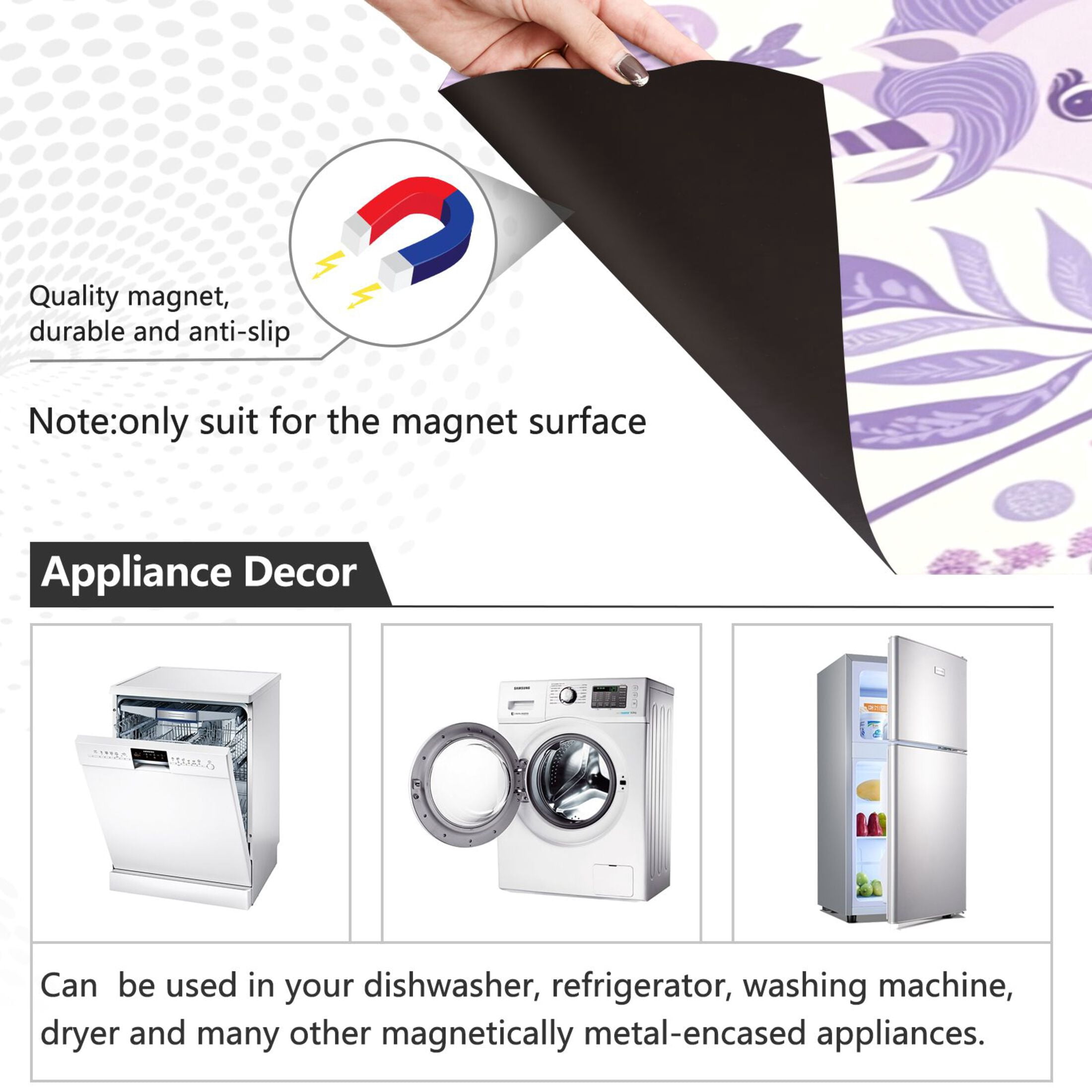 Dishwasher Magnetic Sticker 23x26 Inch Refrigerator Magnetic Sticker Washing Machine Magnetic Sticker Kitchen Panel Magnetic Sticker Home Decor Super Beautiful Purple Horse
