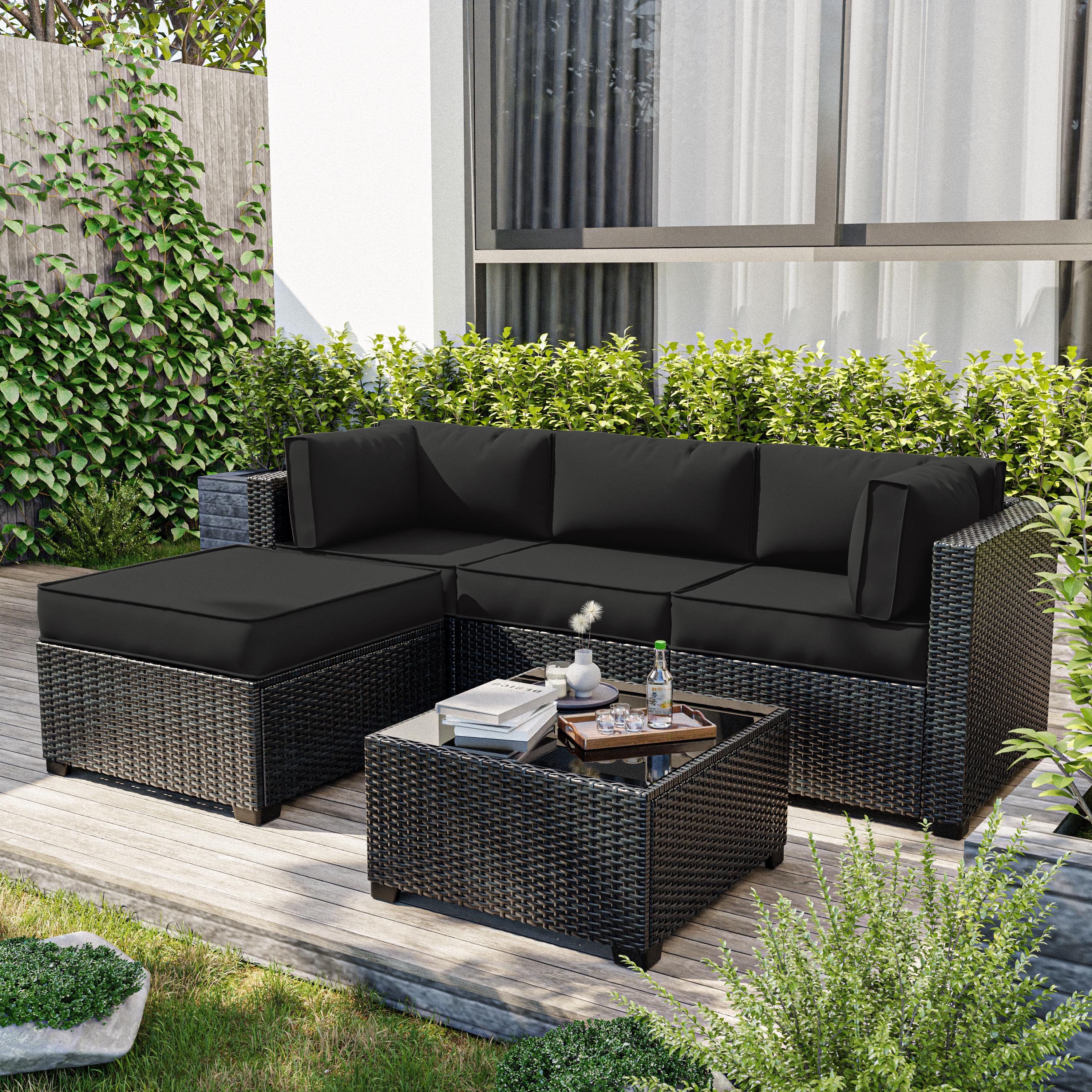 Snubbull 9 Pcs Outdoor Patio Cushion Covers with 4 Size, Waterproof & Zippered, Black