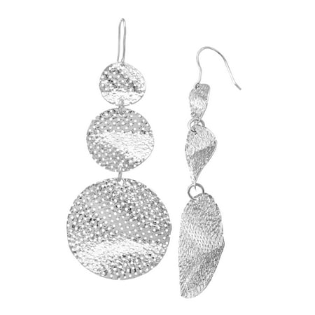Italian-Inspired Textured Free-Form Drop Earrings in Rhodium-Plated Sterling Silver