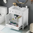 thumbnail image 6 of 30'' Bathroom Vanity with Ceramic Sink,Solid Wood Frame Bathroom Storage Cabinet with Soft Closing Doors,Retro Style, White, 6 of 22